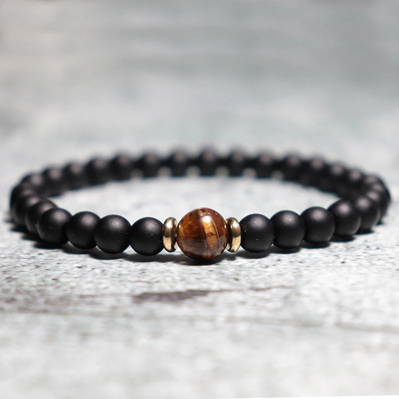 Mens Bracelet Natural Tiger eye Beads Braslet