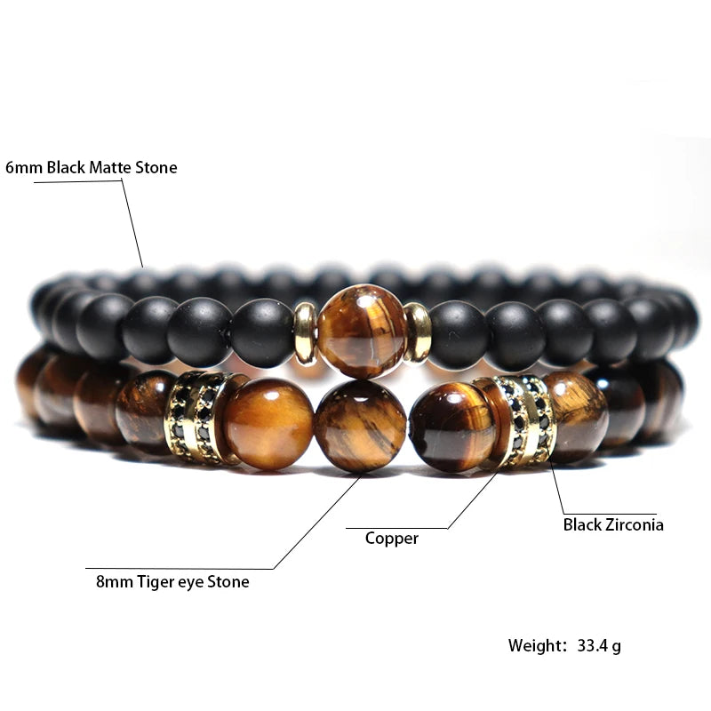 Mens Bracelet Natural Tiger eye Beads Braslet