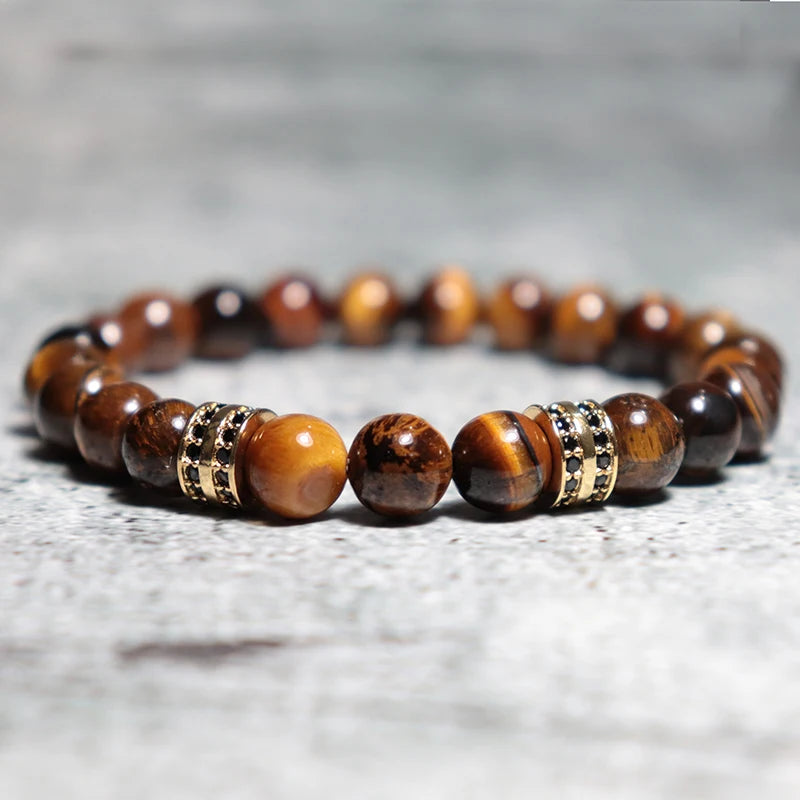 Mens Bracelet Natural Tiger eye Beads Braslet