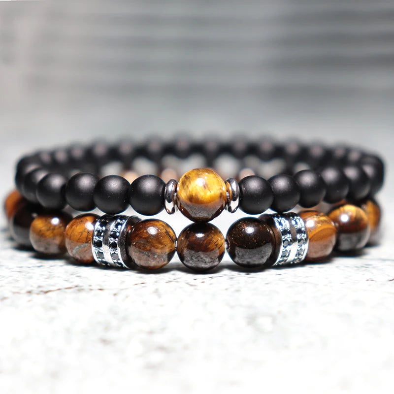 Mens Bracelet Natural Tiger eye Beads Braslet